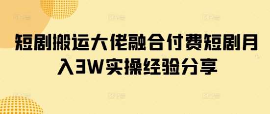 短剧搬运大佬融合付费短剧月入3W实操经验分享-云商网创