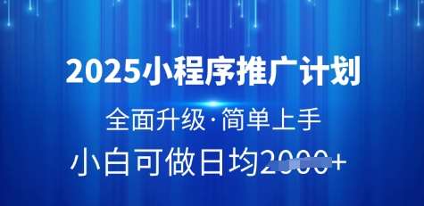 2025小程序推广计划，全面升级，简单上手，日均多张【揭秘】-云商网创