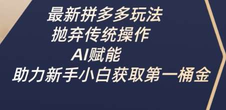 最新拼多多玩法，抛弃传统操作，AI赋能，助力新手小白获取第一桶金-云商网创
