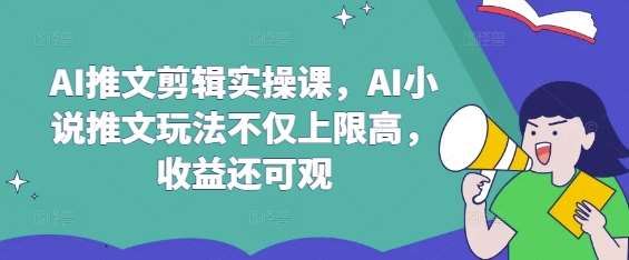 AI推文剪辑实操课，AI小说推文玩法不仅上限高，收益还可观-云商网创