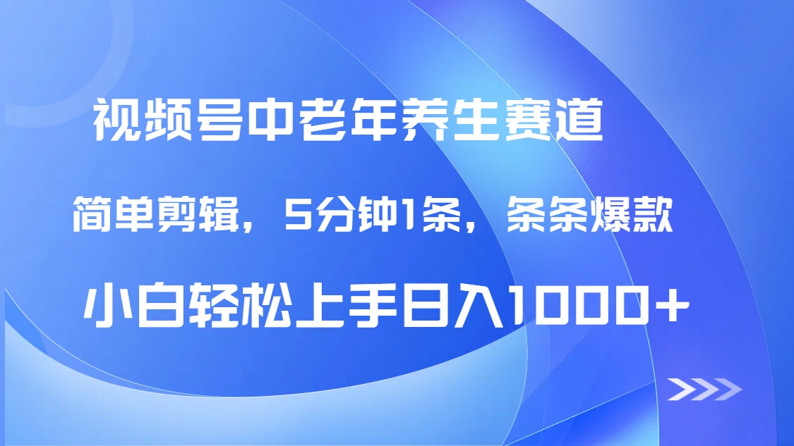 DeepSeek+既梦做视频号中老年养生赛道，条条爆款5分钟1条，轻松日入1000+-云商网创