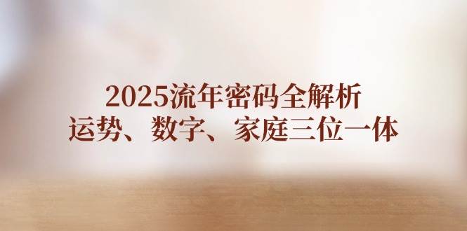 （14466期）2025流年密码全解析，运势、数字、家庭三位一体-云商网创