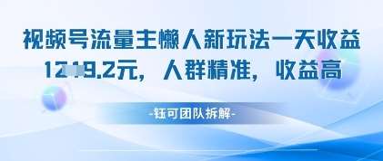 视频号流量主懒人新玩法，一天收益1k，人群精准收益高-云商网创