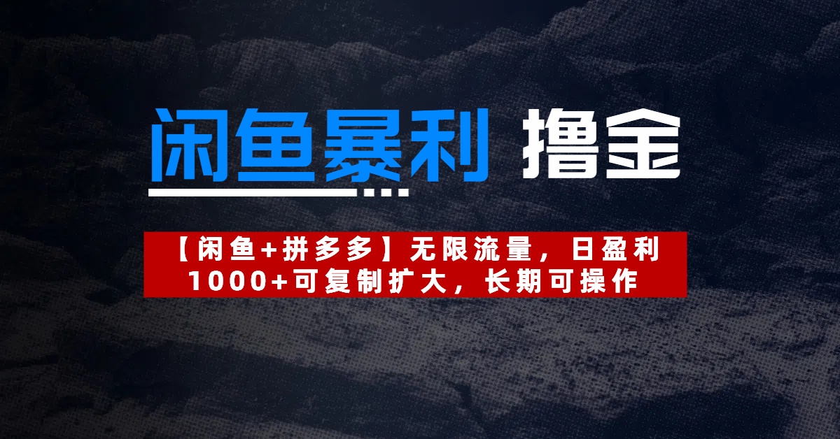 【闲鱼暴利撸金】无限流量，日盈利1000+可复制扩大，长期可操作-云商网创