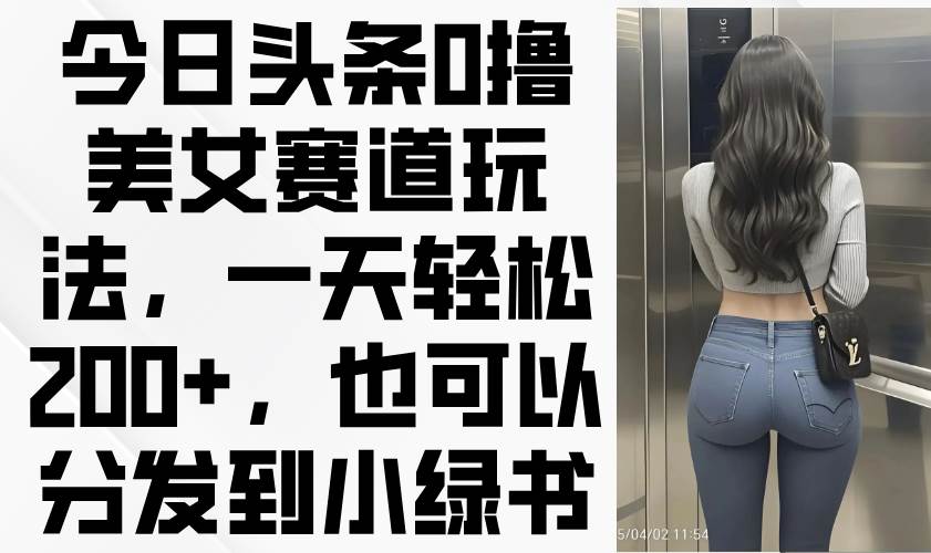（14393期）今日头条0撸美女赛道玩法，一天轻松200+，也可以分发到小绿书-云商网创