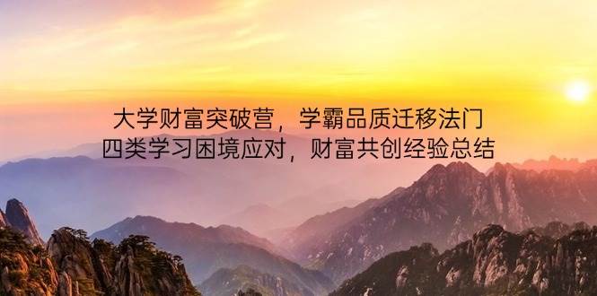 （14484期）大学财富突破营，学霸品质迁移法门，四类学习困境应对，财富共创经验总结-云商网创