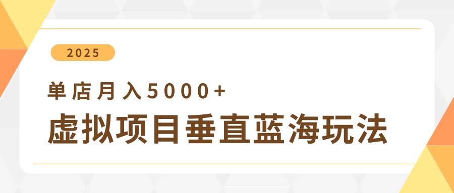 4月虚拟项目垂直玩法，冷门爆品+垂直蓝海，单店月入5000+-云商网创
