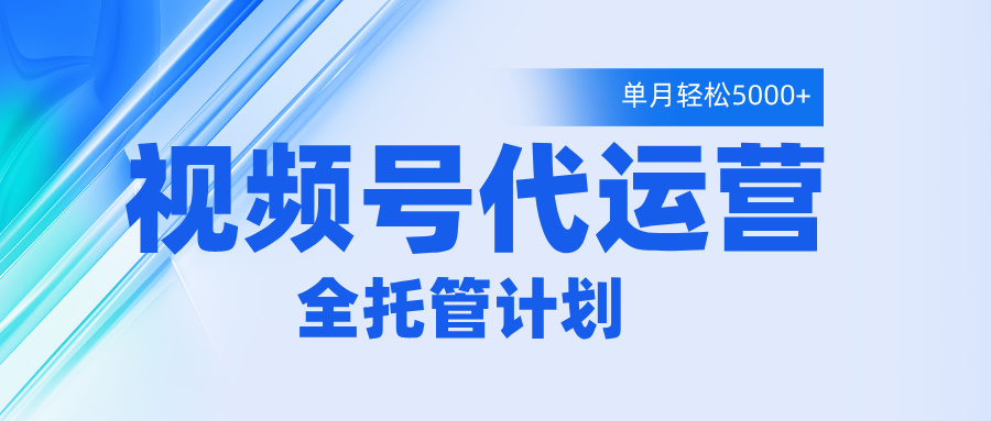 视频号代运营2.0，全程托管招募，单月轻松变现5000+-云商网创