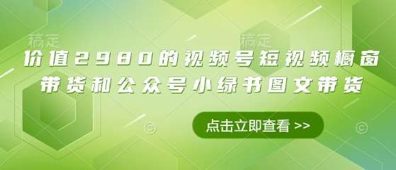 价值2980的视频号短视频橱窗带货和公众号小绿书图文带货-云商网创