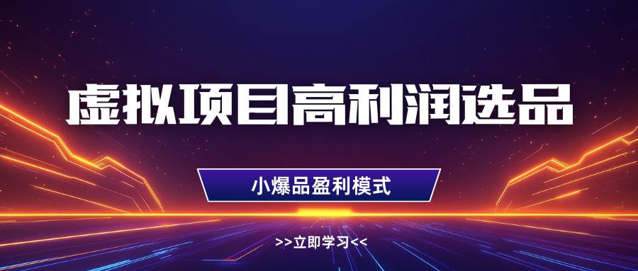 虚拟项目高利润选品方法，单店利润1W+，可多店倍增利润-云商网创