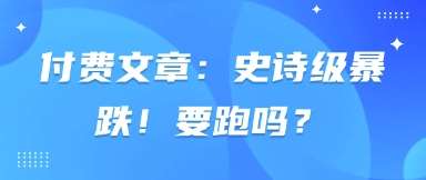 付费文章：史诗级暴跌！要跑吗？-云商网创