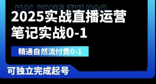 2025实战直播运营0-1，精通自然流付费0-1，可独立完成起号-云商网创