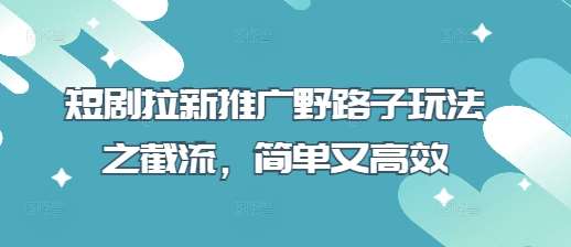 短剧拉新推广野路子玩法之截流，简单又高效-云商网创