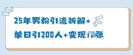 25年男粉引流拆解+单日引200人+变现多张-云商网创