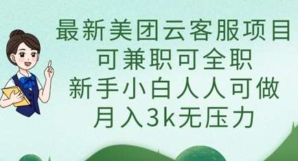 最新美团云客服项目，可兼职可全职，新手小白人人可做，月入3k无压力-云商网创