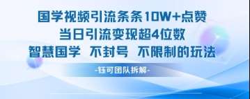国学视频引流条条10W+点赞当日引流变现超4位数-云商网创