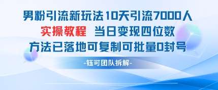 男粉引流新玩法10天引流7000人当日变现四位数可复制可批量0封号-云商网创