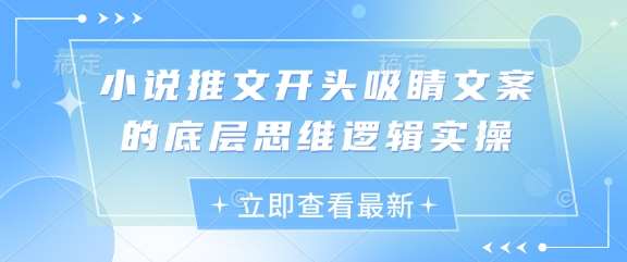 小说推文开头吸睛文案的底层思维逻辑实操-云商网创