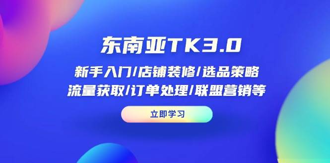 （14208期）东南亚TK3.0：新手入门/店铺装修/选品策略/流量获取/订单处理/联盟营销等-云商网创
