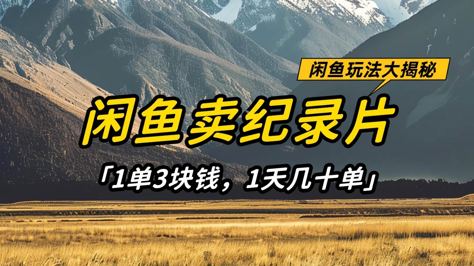 闲鱼卖纪录片，简单又赚钱的小项目，1单3块钱  1天几十单-云商网创