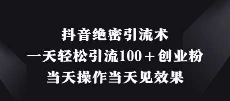抖音绝密引流术，一天轻松引流100+创业粉，当天操作当天见效果-云商网创