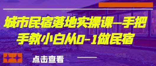 城市民宿落地实操课—手把手教小白从0-1做民宿-云商网创