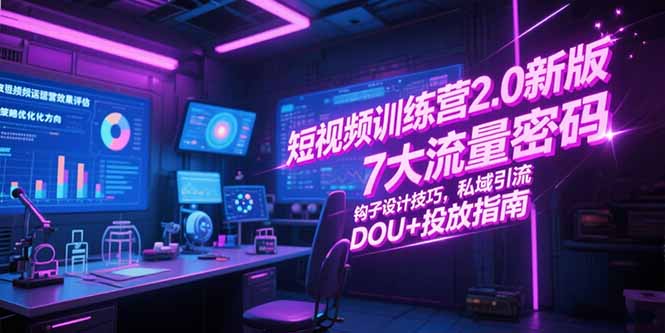 （15255期）短视频训练营2.0新版，7大流量密码/钩子设计技巧/私域引流/DOU+投放指南-云商网创