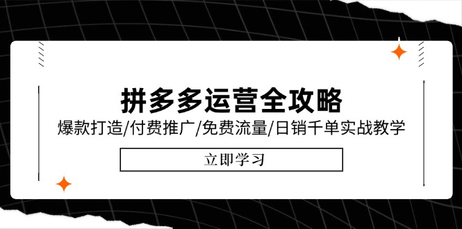 （15085期）拼多多运营全攻略，爆款打造/付费推广/免费流量/日销千单实战教学/6月更新-云商网创