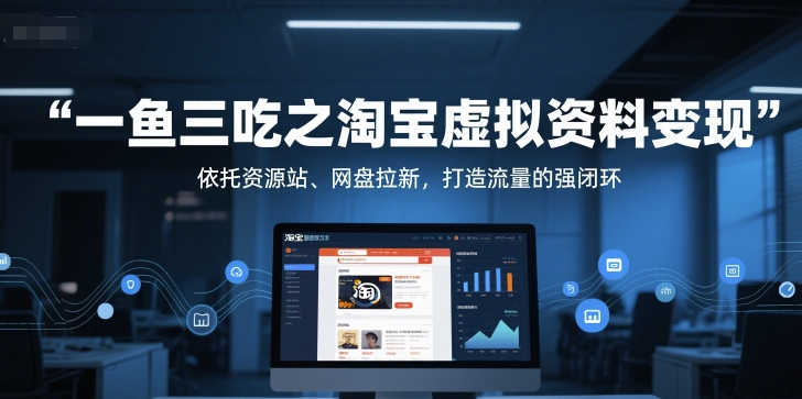 一鱼三吃之淘宝虚拟资料变现，依托资源站、网盘拉新，打造流量的强闭环-云商网创