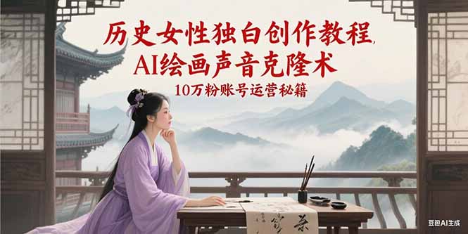 （15186期）历史女性独白创作教程，AI绘画声音克隆术，10万粉账号运营秘籍-云商网创