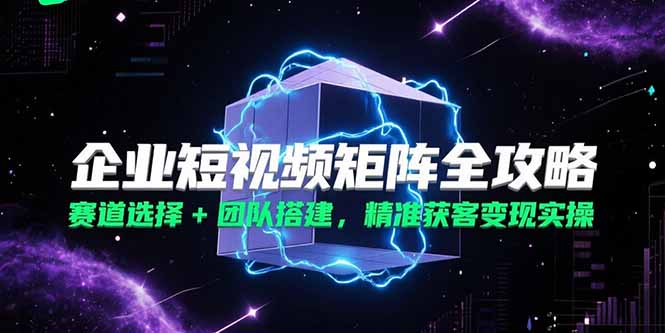 （15242期）企业短视频矩阵全攻略，赛道选择+团队搭建，精准获客变现实操-云商网创