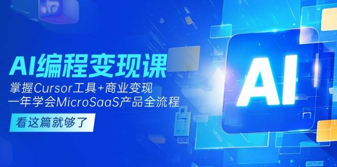 AI编程变现课：掌握Cursor工具+商业变现，一年学会MicroSaaS产品全流程-云商网创
