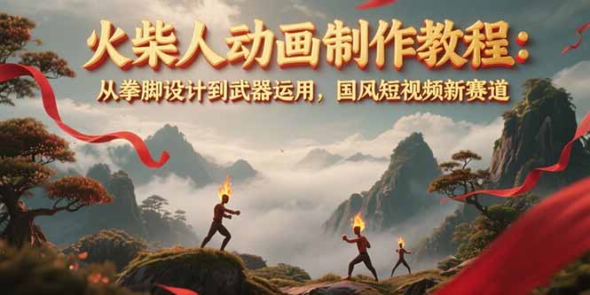 （15171期）火柴人动画制作教程：从拳脚设计到武器运用，国风短视频新赛道-云商网创