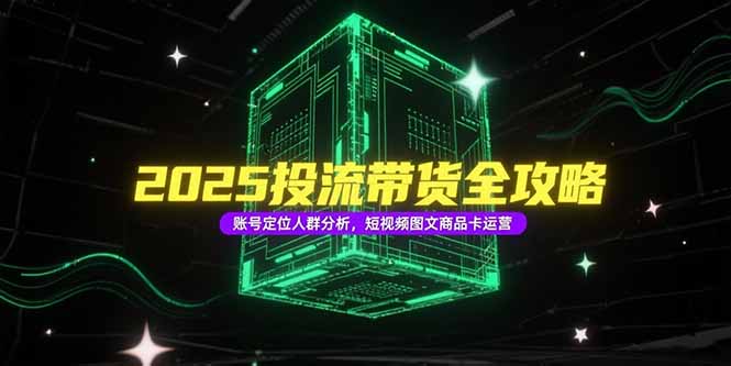 （15233期）2025投流带货全攻略，账号定位人群分析，短视频图文商品卡运营-云商网创
