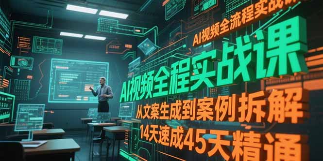 （15172期）AI视频全流程实战课，从文案生成到案例拆解，14天速成45天精通-云商网创