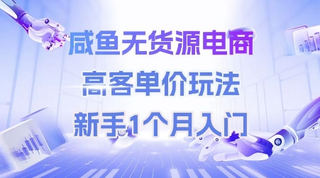 咸鱼无货源电商，高客单价玩法，新手1个月入门-云商网创
