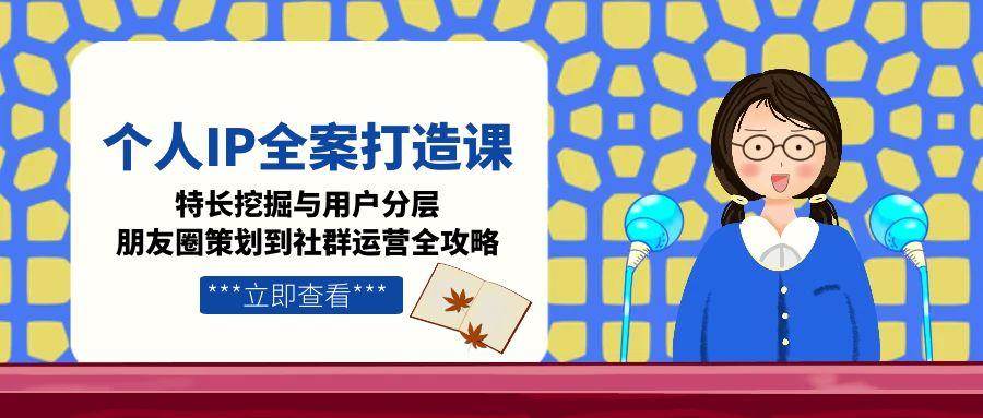 个人IP全案打造课，特长挖掘与用户分层，朋友圈策划到社群运营全攻略-云商网创