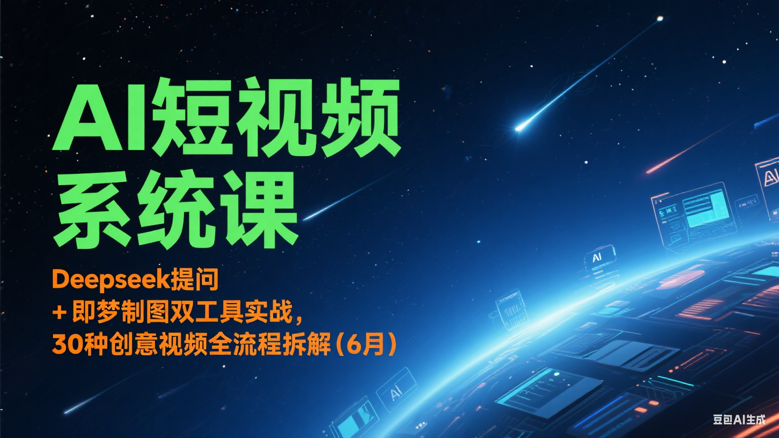 AI短视频系统课：Deepseek提问 + 即梦制图双工具实战，30种创意视频全流程拆解(6月)-云商网创