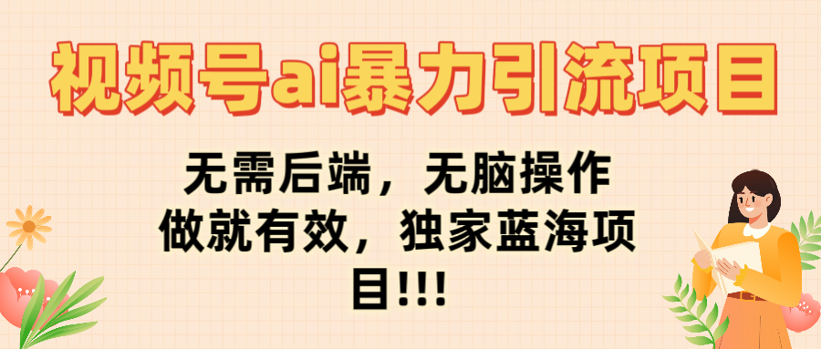 视频号ai暴力引流项目，无需后端，无脑操作，做就有效，独家蓝海项目!!!-云商网创