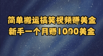 简单搬运搞笑视频挣美金，新手一个月入1k美金-云商网创