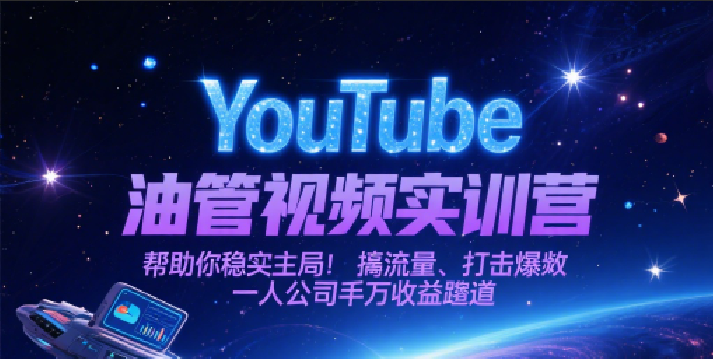 YouTube油管视频实训营，帮助你稳入局、搞流量、打爆款，一人公司千万收益赛道-云商网创
