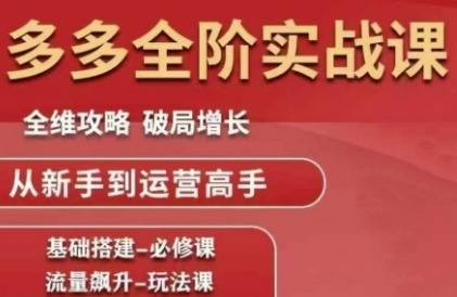 拼多多全阶实战课程，全维攻略，破局增长，从新手到运营高手-云商网创