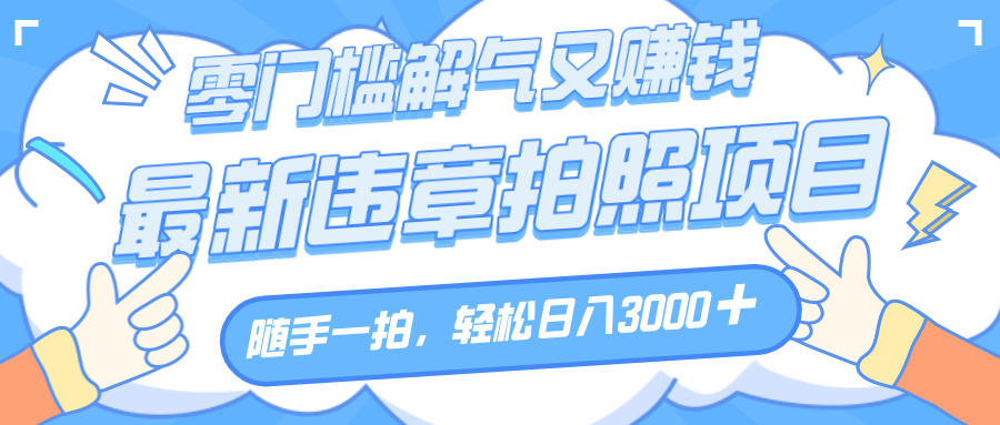 解气又赚钱的项目，随手一拍，轻松收入3000+，最新违章拍照赚钱-云商网创