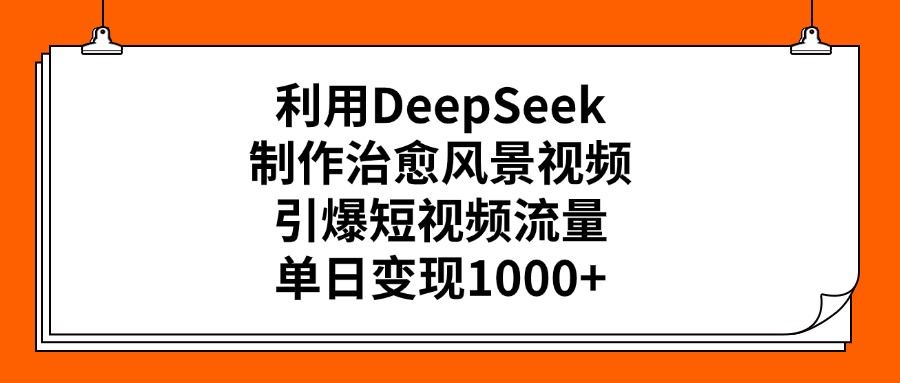 利用DeepSeek，制作治愈风景视频，引爆短视频流量，单日变现1000+-云商网创