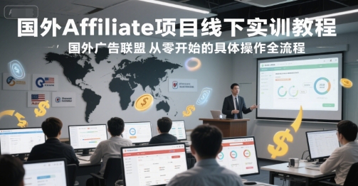 国外Affiliate项目线下实训教程，国外广告联盟从零开始的具体操作全流程-云商网创