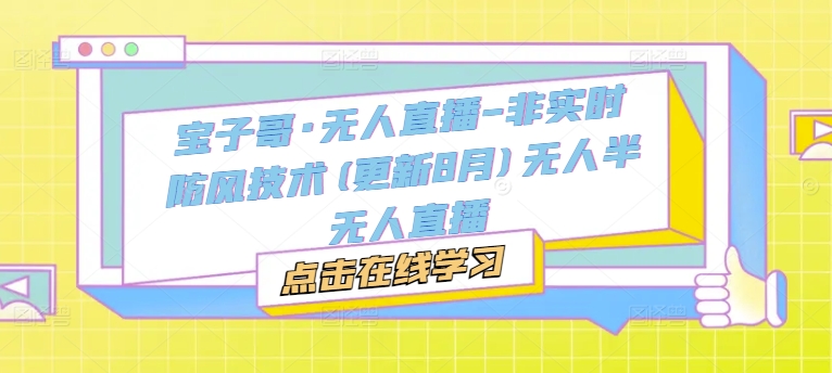 宝子哥·无人直播-非实时防风技术(更新25年6月)无人半无人直播-云商网创