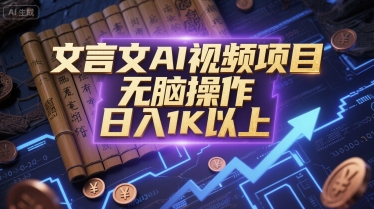 文言文AI视频项目，无脑操作，日入1K以上-云商网创