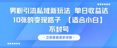 男粉引流私域新玩法，单日收益达10张的变现路子 【适合小白】不封号-云商网创