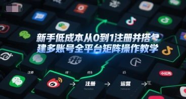 新手低成本从0到1注册并搭建多账号全平台矩阵操作教学，手机号-邮箱-IP-工具-云商网创