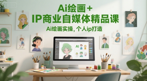 Ai绘画+IP商业自媒体精品课，Ai绘画实操，个人ip打造-云商网创